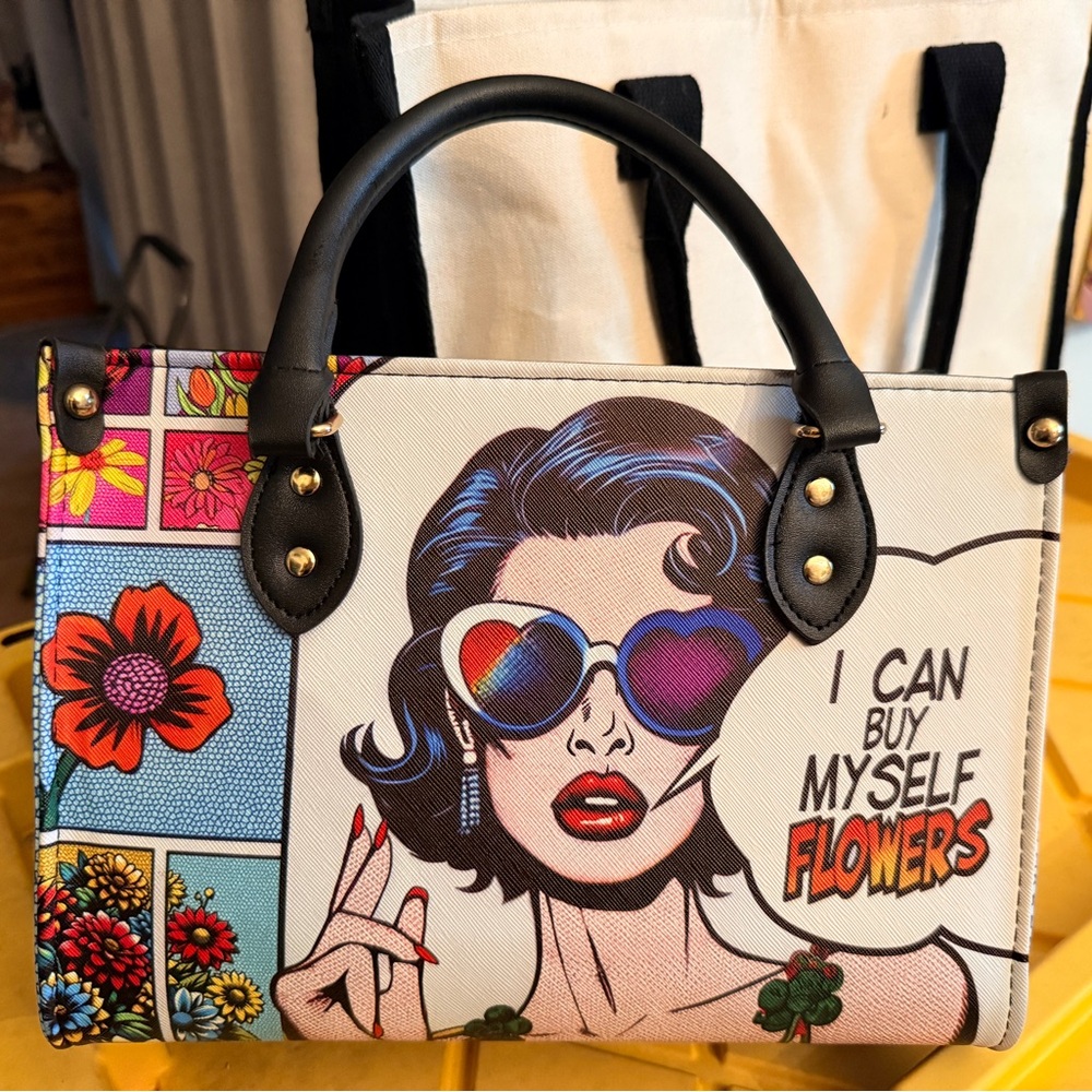 Pop Art Floral Graphic Tote Bag - Multicolor